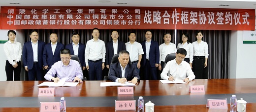銅化集團(tuán)  銅陵郵政公司  銅陵郵儲銀行簽署戰(zhàn)略合作協(xié)議